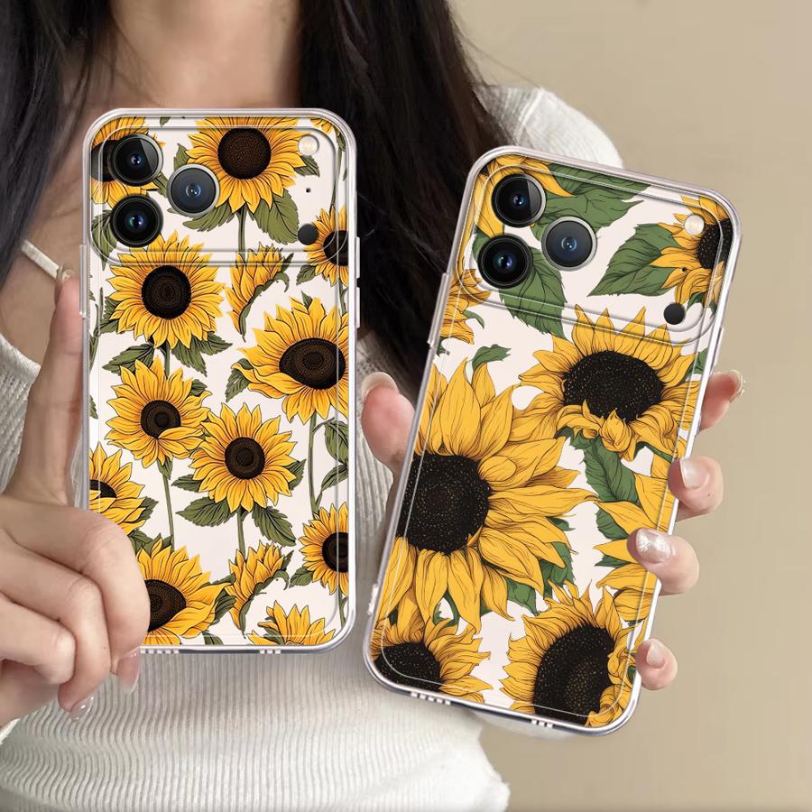 Apple Iphone 15 - Capa Transparente com Estampa de Girassol