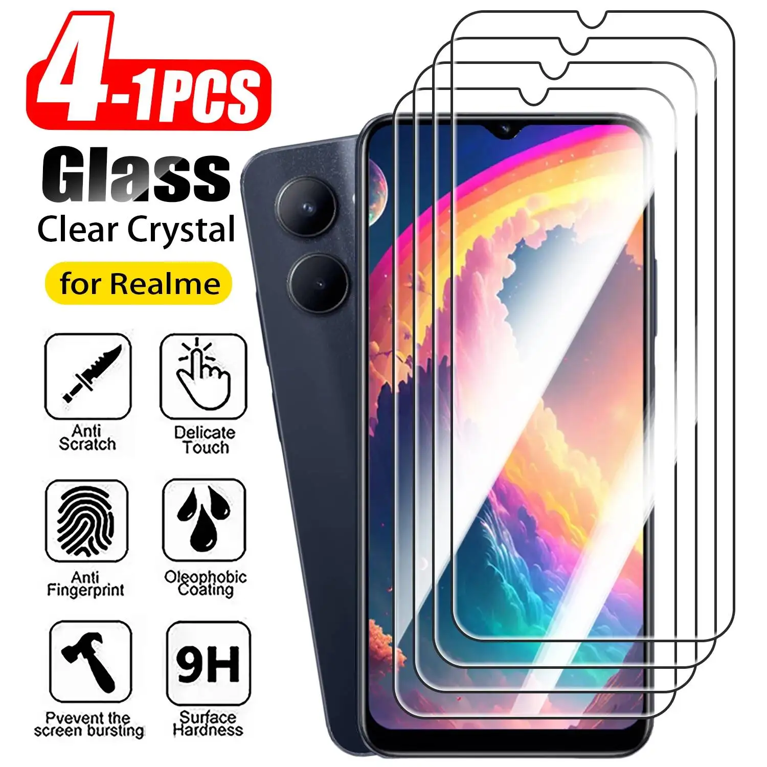 Realme C67 - 1-4 Peças de Vidro Temperado para