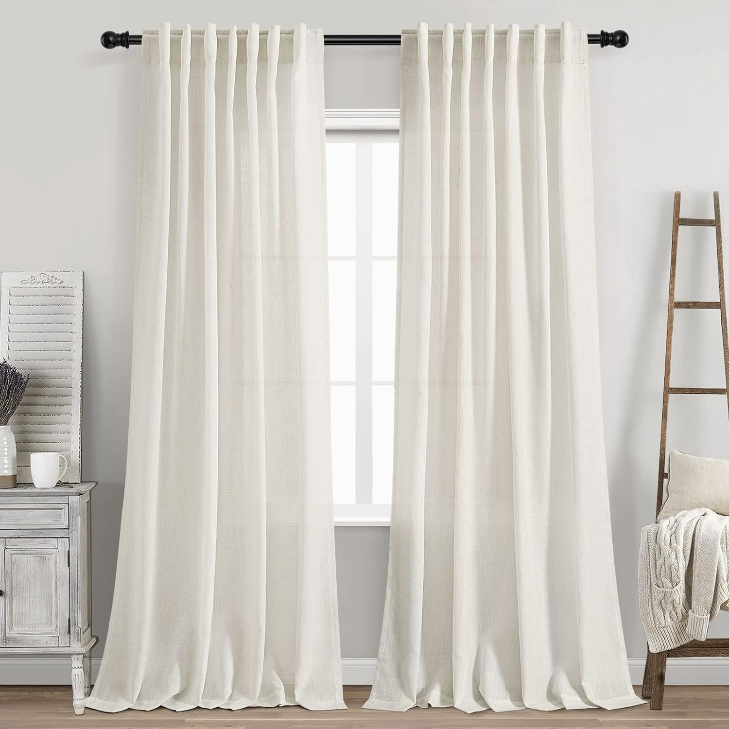Cortinas de Linho Creme com Ab - Privacy Filter 2Pack avaliação e preço